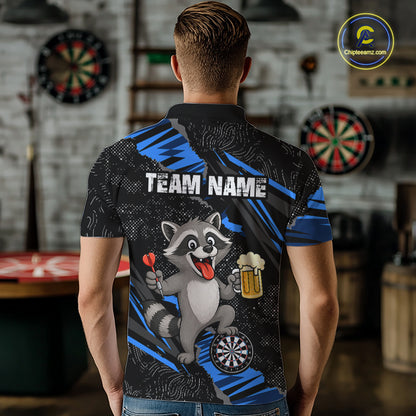 Custom Blue Funny Cat Dart Shirt for Men Darts League Jersey Dartboard Shirt DHT57