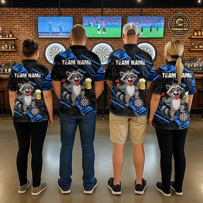 Custom Blue Funny Cat Dart Shirt for Men Darts League Jersey Dartboard Shirt DHT57