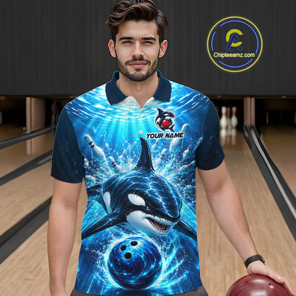 Custom Orca Bowling Team Shirt for Men Ocean Bowling Jersey QZT1292