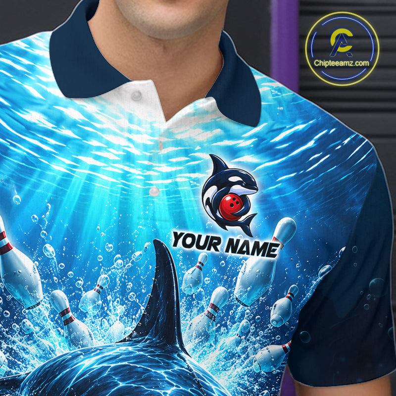 Custom Orca Bowling Team Shirt for Men Ocean Bowling Jersey QZT1292