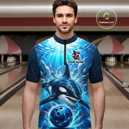 Custom Orca Bowling Team Shirt for Men Ocean Bowling Jersey QZT1292