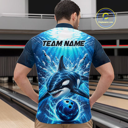 Custom Orca Bowling Team Shirt for Men Ocean Bowling Jersey QZT1292