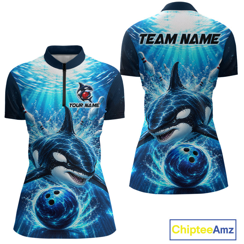 Custom Orca Bowling Team Shirt for Women Ocean Bowling Jersey QZT1292