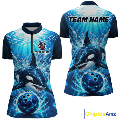 Custom Orca Bowling Team Shirt for Women Ocean Bowling Jersey QZT1292