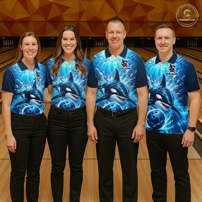Custom Orca Bowling Team Shirt for Men Ocean Bowling Jersey QZT1292