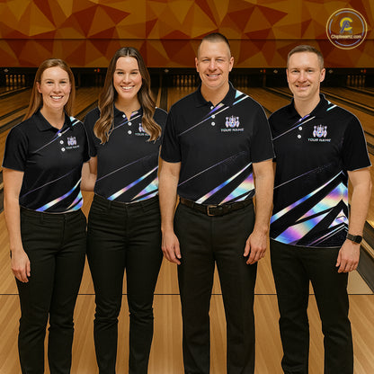 Custom Holographic Bowling Shirt for Men King Crown Bowling Ball Jersey Unisex QZT1293