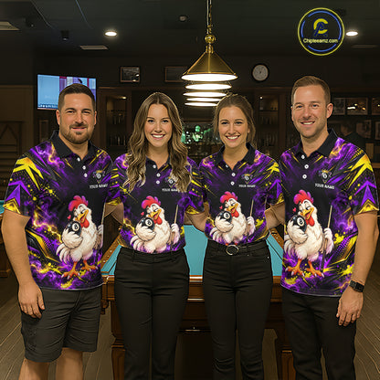 Custom Funny Chicken Billiard Shirt for Men 8 Ball Rooster Billiard Team Jersey Polo & Quarter-Zip BHT161