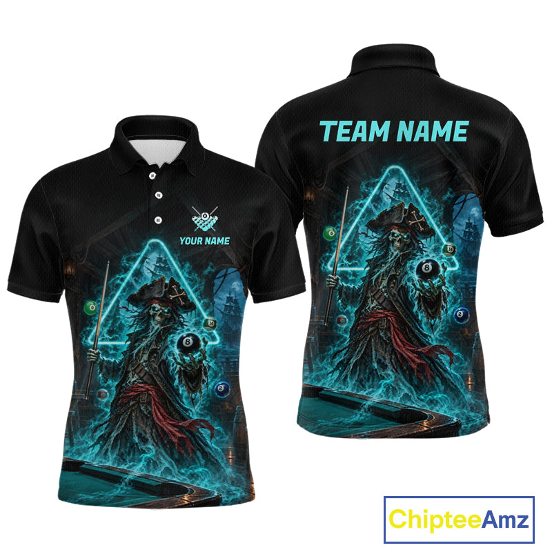 Custom Grim Reaper Billiard Shirts Pirate 8 Ball Billiard Pool Jersey for Men BHT132