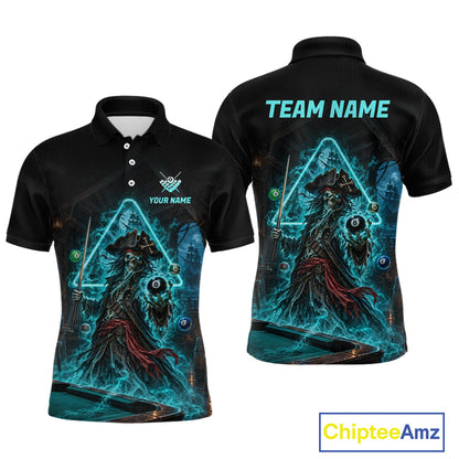 Custom Grim Reaper Billiard Shirts Pirate 8 Ball Billiard Pool Jersey for Men BHT132