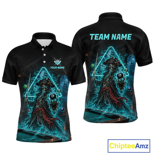 Custom Grim Reaper Billiard Shirts Pirate 8 Ball Billiard Pool Jersey for Men BHT132