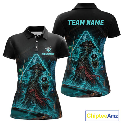 Custom Grim Reaper Billiard Shirts Pirate 8 Ball Billiard Pool Jersey for Women BHT132