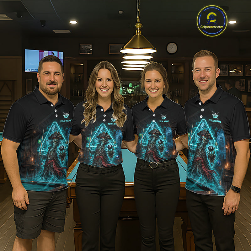 Custom Grim Reaper Billiard Shirts Pirate 8 Ball Billiard Pool Jersey for Women BHT132