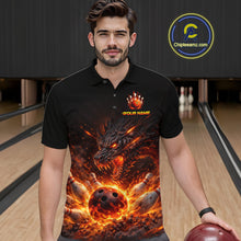 Load image into Gallery viewer, Custom Flame Dragon Bowling Shirt for Men Bowling Jersey Polo &amp; Quarter-Zip Bowling Outfit QZT996