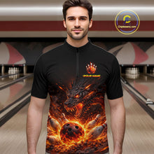Load image into Gallery viewer, Custom Flame Dragon Bowling Shirt for Men Bowling Jersey Polo &amp; Quarter-Zip Bowling Outfit QZT996
