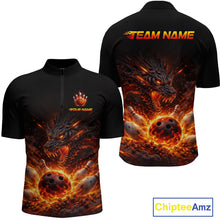 Load image into Gallery viewer, Custom Flame Dragon Bowling Shirt for Men Bowling Jersey Polo &amp; Quarter-Zip Bowling Outfit QZT996