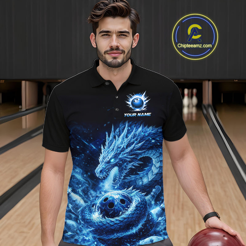 Ice Dragon Bowling Team Shirt Custom Bowling Jersey for Men Bowling Outfit QZT997