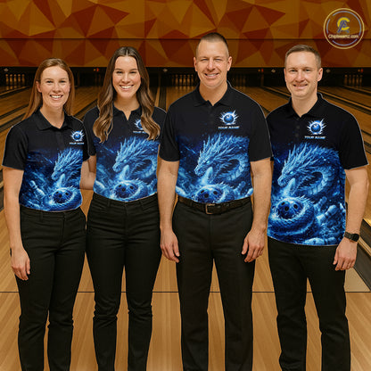 Ice Dragon Bowling Team Shirt Custom Bowling Jersey for Men Bowling Outfit QZT997
