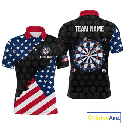 Custom American Flag Darts Shirt for Men Patriotic Dart Team Jersey Polo & Quarter-Zip DHT90