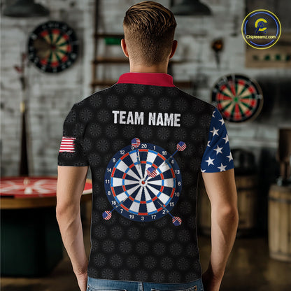 Custom American Flag Darts Shirt for Men Patriotic Dart Team Jersey Polo & Quarter-Zip DHT90
