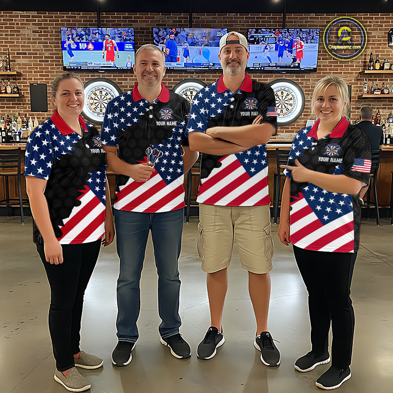Custom American Flag Darts Shirt for Men Patriotic Dart Team Jersey Polo & Quarter-Zip DHT90