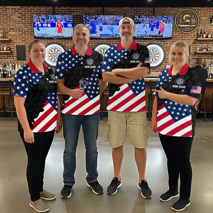 Custom American Flag Darts Shirt for Men Patriotic Dart Team Jersey Polo & Quarter-Zip DHT90
