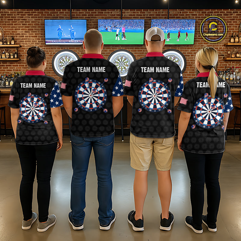 Custom American Flag Darts Shirt for Men Patriotic Dart Team Jersey Polo & Quarter-Zip DHT90