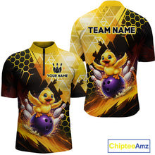 Load image into Gallery viewer, Custom Funny Duck Bowling Team Shirt for Men Yellow Bowling League Jersey Polo &amp; 1/4 Bowling Outfit  QZT958