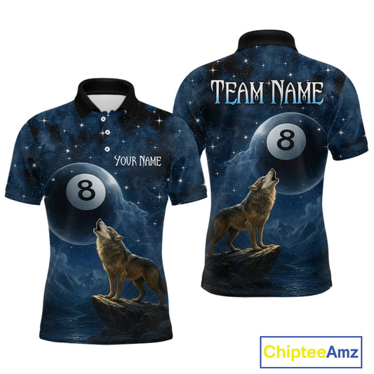 Custom Wolf 8 Ball Billiard Shirts for Men Night Realm Billiard Jersey Pool Shirt BHT27
