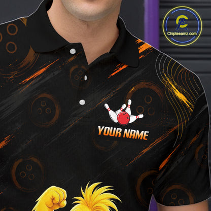 Custom Funny Duck Bowling Shirt for Men Orange Bowling Jersey Polo & 1/4-Zip QZT1311
