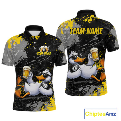 Custom Funny Duck & Beer Billiard Shirt Yellow 8 Ball Pool Team Jersey for Men Billiard Outfit BHT115