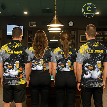 Custom Funny Duck & Beer Billiard Shirt Yellow 8 Ball Pool Team Jersey for Women Billiard Outfit BHT115