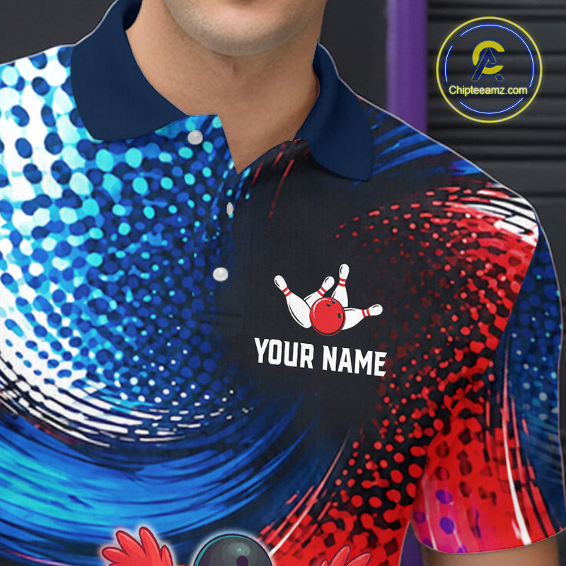 Custom Bowling Team of Four Shirts Funny Chicken Bowling Jersey US Flag Polo & 1/4-Zip QZT1241