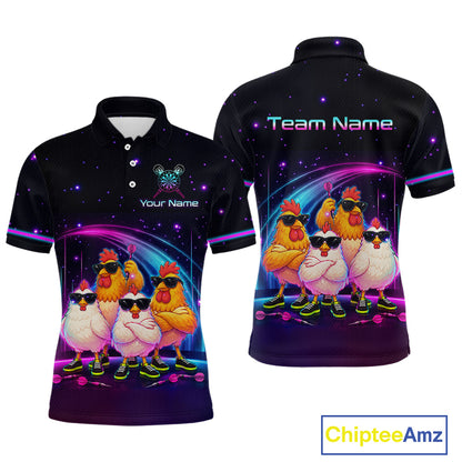 Custom Team of Four Chickens Dart Shirts Neon Funny Dart Jersey for Men Dartboard Shirt DHT67