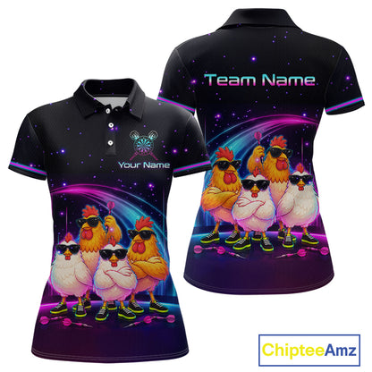 Custom Team of Four Chickens Dart Shirts Neon Funny Dart Jersey for Women Dartboard Shirt DHT67