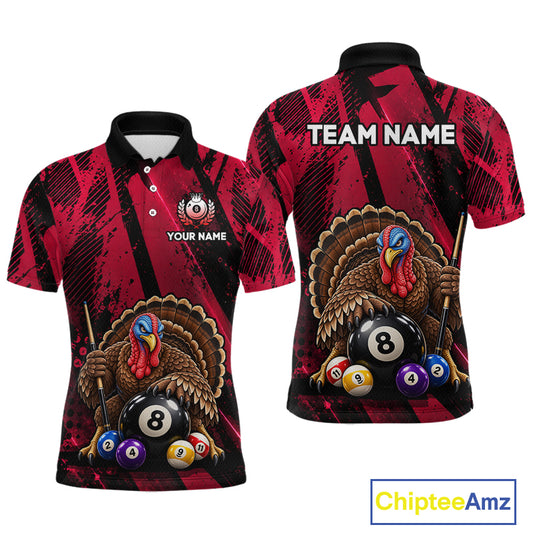 Custom Funny Turkey 8 Ball Billiard Shirts Team Pool Jersey for Men BHT137