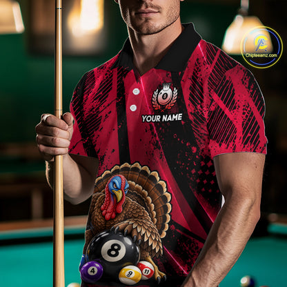 Custom Funny Turkey 8 Ball Billiard Shirts Team Pool Jersey for Men BHT137