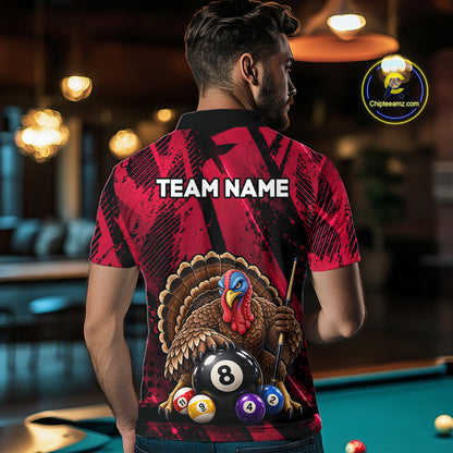 Custom Funny Turkey 8 Ball Billiard Shirts Team Pool Jersey for Men BHT137