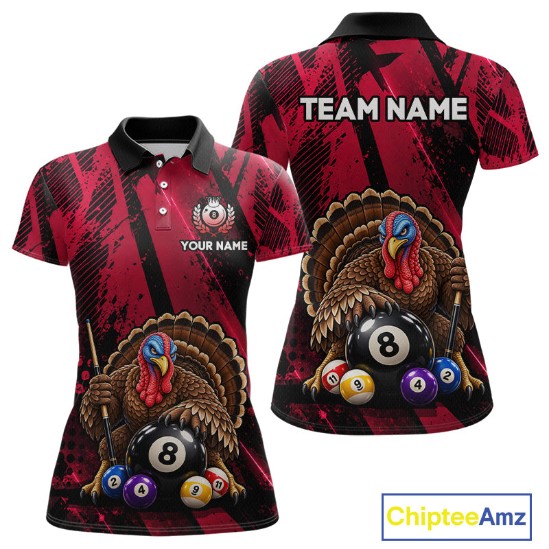 Custom Funny Turkey 8 Ball Billiard Shirts Team Pool Jersey for Women BHT137