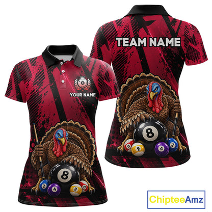 Custom Funny Turkey 8 Ball Billiard Shirts Team Pool Jersey for Women BHT137