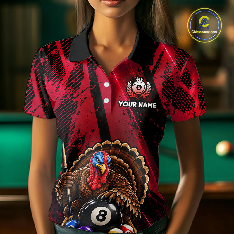 Custom Funny Turkey 8 Ball Billiard Shirts Team Pool Jersey for Women BHT137