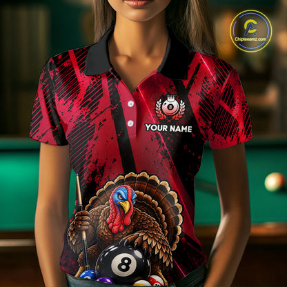 Custom Funny Turkey 8 Ball Billiard Shirts Team Pool Jersey for Women BHT137