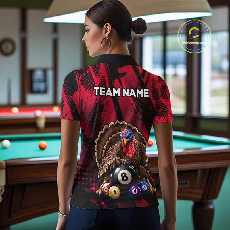 Custom Funny Turkey 8 Ball Billiard Shirts Team Pool Jersey for Women BHT137