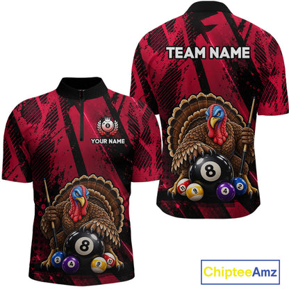 Custom Funny Turkey 8 Ball Billiard Shirts Team Pool Jersey for Men BHT137