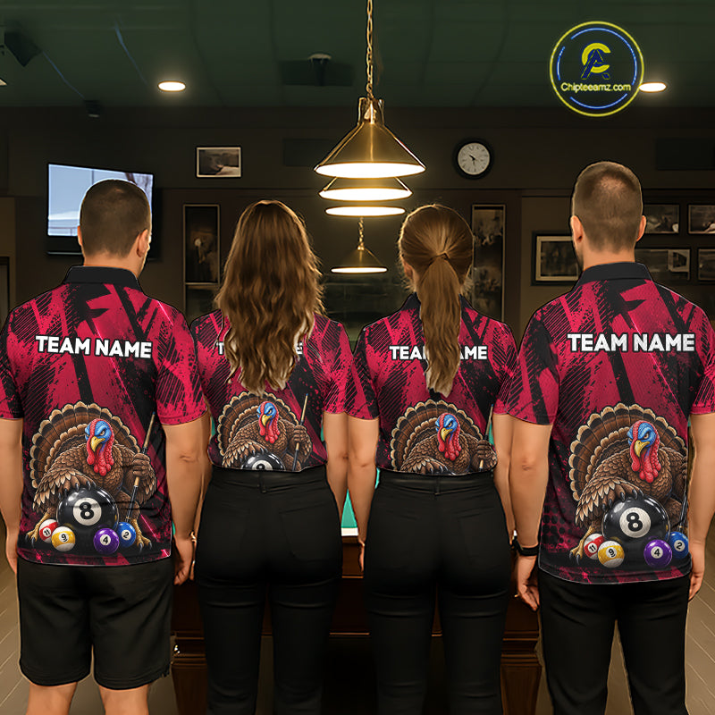 Custom Funny Turkey 8 Ball Billiard Shirts Team Pool Jersey for Men BHT137