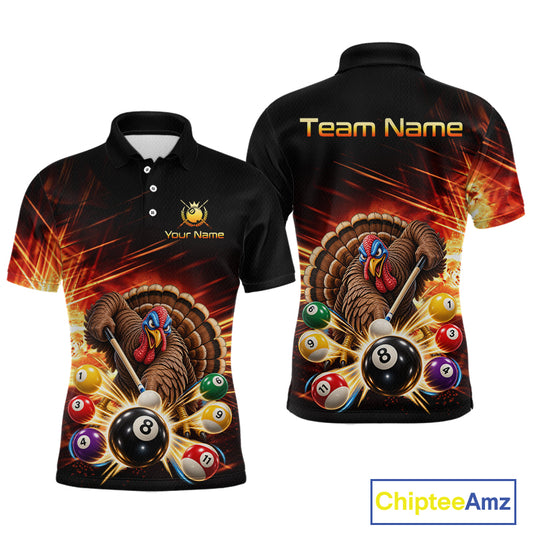 Custom Funny Turkey 8 Ball Billiard Shirts Team Pool Jersey for Men BHT138