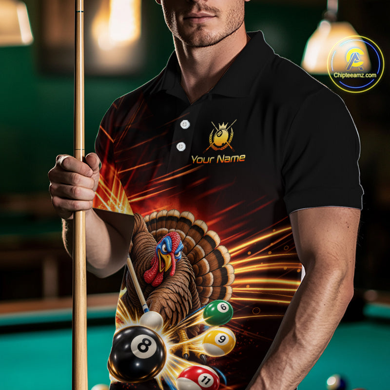 Custom Funny Turkey 8 Ball Billiard Shirts Team Pool Jersey for Men BHT138