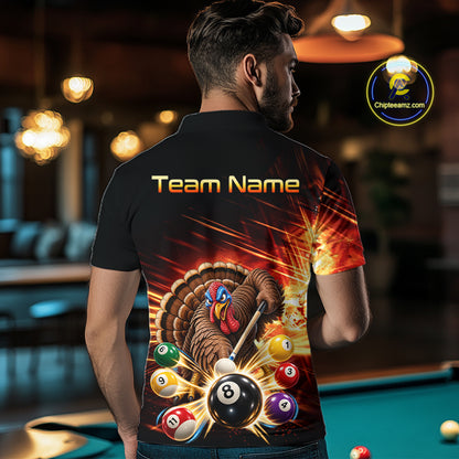 Custom Funny Turkey 8 Ball Billiard Shirts Team Pool Jersey for Men BHT138