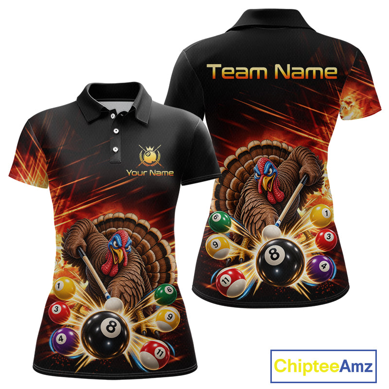 Custom Funny Turkey 8 Ball Billiard Shirts Team Pool Jersey for Women BHT138