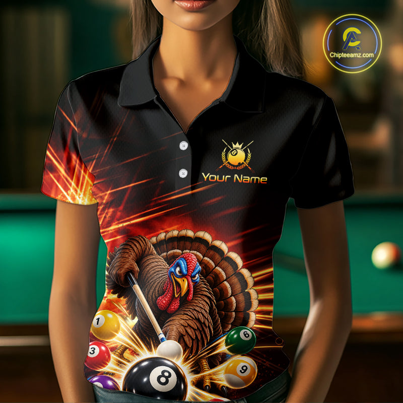 Custom Funny Turkey 8 Ball Billiard Shirts Team Pool Jersey for Women BHT138