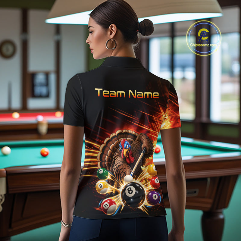 Custom Funny Turkey 8 Ball Billiard Shirts Team Pool Jersey for Women BHT138